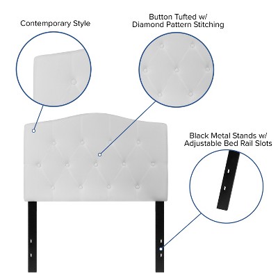 White Twin Tufted Upholstered Metal Headboard