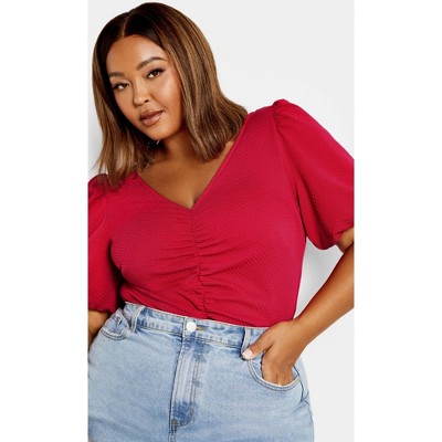 Women's Plus Size Selina Top - raspberry | CITY CHIC