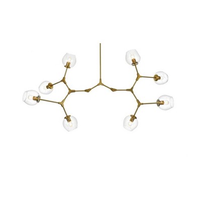Brass and Clear Glass 8-Light Geometric Chandelier