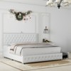 Okak Platform Bed Frame Upholstered Bed with Adjustable Height Headboard and USB Charger Music Speaker Star Projector 4 drawers Noise-Free - 3 of 4