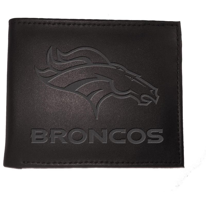 Evergreen NFL Denver Broncos Black Leather Bifold Wallet Officially Licensed with Gift Box, 1 of 2