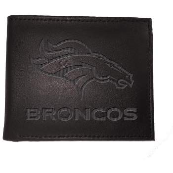 Evergreen NFL Denver Broncos Black Leather Bifold Wallet Officially Licensed with Gift Box