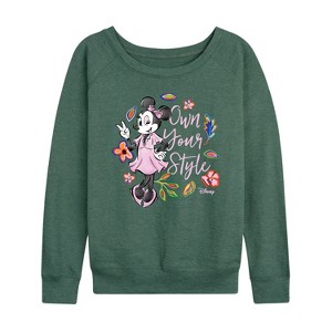 Women's - Disney - Own Your Style Lightweight French Terry Wide Neck Long Sleeve Shirt - 1 of 4