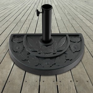 Nature Spring 20-lb Half-Round Freestanding Weighted Resin and Concrete Umbrella Holder - Black - 1 of 4