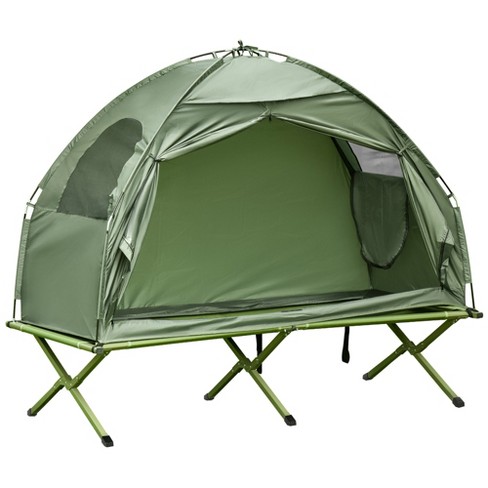 Outsunny Camping Tent Cot, Single Person Folding Cot Combo, Off-ground ...