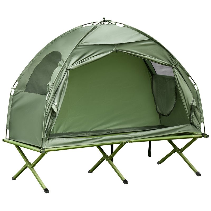 Outsunny Camping Tent Cot, Single Person Folding Cot Combo, Off-Ground Tent, Covered Outdoor Bed with Carry Bag for Hiking, Camping, 1 of 9