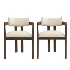 ModernLuxe 2pcs Dining Chair, Wooden Accent Chairs with Armrest, Curved Backrest - 1 of 4