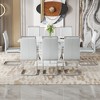 9-Piece Dining Set with Marble Pattern Table and 8 PU Armless Chairs - 3 of 4
