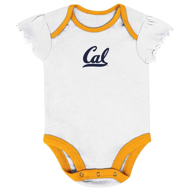 NCAA Cal Golden Bears Infant Girls&#39; 3pk Bodysuit Set, 3 of 5