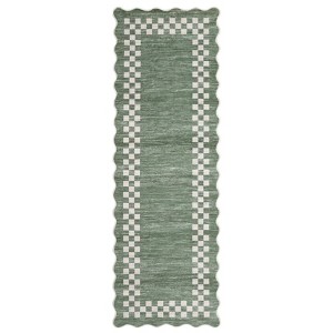 Washable Modern Scalloped Border Bedroom Living Room Rugs, Low Pile Non Slip Floor Carpet for Home - 1 of 4