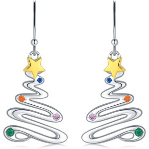 925 Sterling Silver Christmas Tree Drop Earrings, Hypoallergenic Gift. - 1 of 4