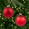 Northlight 2-Finish Christmas Ball Glass Ornaments - 3.25" (80mm) - Red - 6ct - 3 of 4