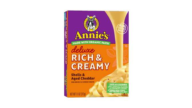 Annie&#39;s Deluxe Rich &#38; Creamy Shells &#38; Aged Cheddar Macaroni &#38; Cheese Sauce - 11oz, 2 of 13, play video