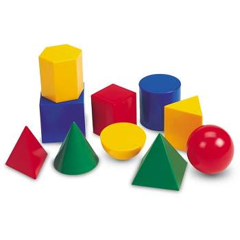 Learning Resources Large 3" Geometric Shapes Set - 10 Pieces, Ages 5+ Geometry for Kids, Math Learning Games for Kids