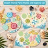 Hachikiko Summer Beach Party Decorations,Umbrella Paper Dinner Plates Flip Flops Dessert Plates Napkins Disposable Summer Pool Birthday Party Supplies - 4 of 4