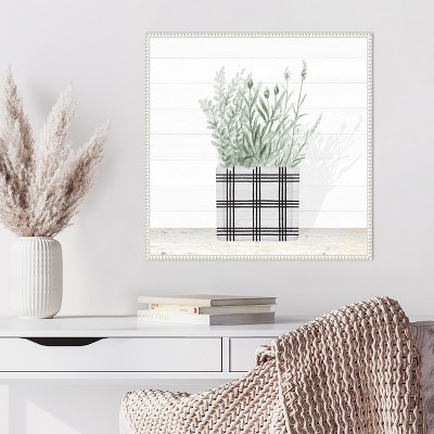 Lavender Blossom in Modern Pot II White Canvas Wall Art