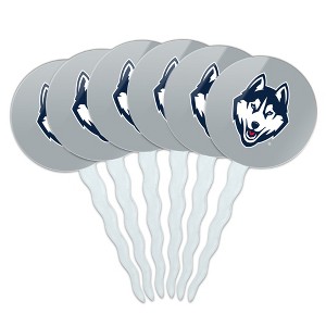 University of Connecticut Huskies Primary Logo Cupcake Picks Toppers Decoration Set of 6 - 1 of 4