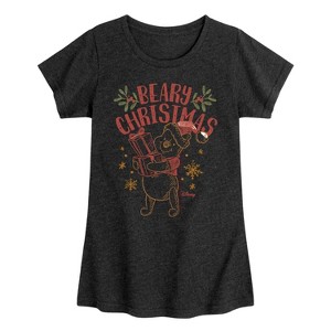 Girls' - Winnie the Pooh - Pooh Wishes A Beary Christmas Fitted Short Sleeve Graphic T-Shirt - 1 of 4