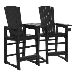 WestinTrends Azura Outdoor Tall Adirondack Chairs With Connecting Table Tray (Set of 2), White - 1 of 4