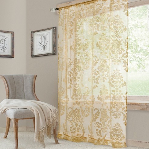 Valentina Jacquard Damask Sheer Window Curtain Panel 52 X 84