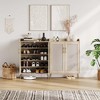 6-Tier Rattan Shoe Cabinet with Doors & Adjustable Shelves - Freestanding Entryway Shoe Storage Organizer - 3 of 4