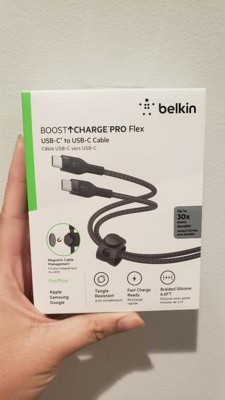NEW Belkin BoostCharge Pro Flex USB-C Cable W/USB-C Connector Cable + Strap  10FT