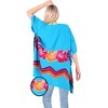 HAPPY BAY Women's Summer Vacation Beachwear Oversized Swim Suit Loose Party Bathing Suit Cover Ups 1X-2X Blue Floral - 2 of 3