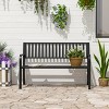 Outsunny 50" Garden Park Bench, Slatted Steel Outdoor Decorative Loveseat for Patio Lawn - 3 of 4