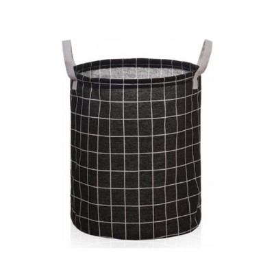 Apex Vanguards Black Grid Collapsible Laundry Basket
