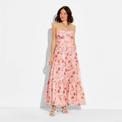 Women Strapless Tiered Corest Maxi Dress – Wild Fable