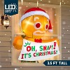 Joyfy 3.5 FT Christmas Inflatable Decoration, Gingerbread Man/Santa Elf Broke Out from Window Inflatable with LEDs for Xmas Holiday Outdoor Yard Decor - 2 of 4