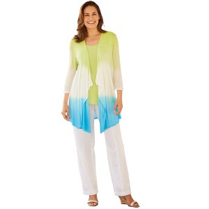 Woman Within Plus Size Lightweight Ombrè Open Front Cardigan - 1 of 4