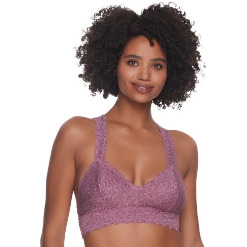 Jezebel by Felina | Lace Bralette | Wire Free | Unpadded | T-Back | Support  (Pale Banana, Medium)