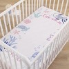 NoJo Mermaid Lagoon Pink, Blue, and White "Come with me to the Sea" 100% Cotton Photo Op Fitted Crib Sheet - 3 of 4