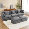NicBex Couches for Living Room 112.6" Modular Sectional Sofa L-Shape Corduroy Upholstered Sofa Couch with Side Storage Pockets and Ottoman, Dark Grey - 3 of 4