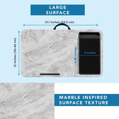 Elegant White Marble 15.6" Laptop Stand with Mouse Pad and Phone Slot