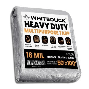 WHITE DUCK 8 oz Poly Tarpaulin Heavy-Duty Waterproof All-Weather Tarp for Construction, Farm, Commercial or Outdoor Use with Brass Eyelets - 1 of 4
