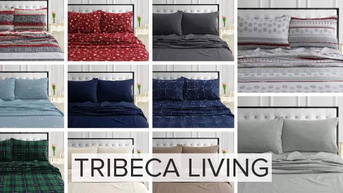 Printed Pattern Extra Deep Pocket Cotton Flannel Sheet Set - Tribeca Living, 2 of 4, play video