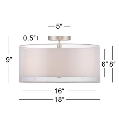 Polished Nickel Double Drum Ceiling Light with Acrylic Diffuser
