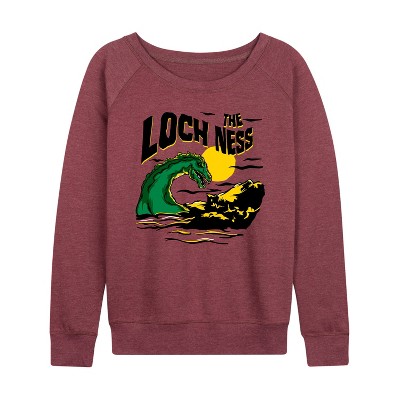 Women's - Instant Message - The Loch Ness Lightweight French Terry Wide Neck Long Sleeve Graphic Shirt