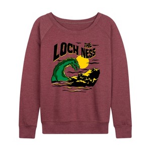 Women's - Instant Message - The Loch Ness Lightweight French Terry Wide Neck Long Sleeve Graphic Shirt - 1 of 4