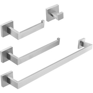 BWE 4-Piece Bath Hardware Set with Towel Bar Hand Towel Holder Toilet Paper Holder Towel Hook Square - 1 of 4