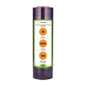 PSBM 4 Rolls Dark Purple 18" x 1000 Ft. 100 Gauge Cast Hand Pallet Stretch Wrap - 1 of 4