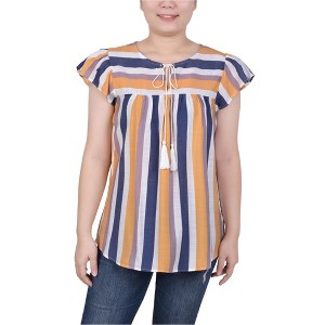 NY Collection Womens Drawstring Neck Tunic Blouse - 1 of 1