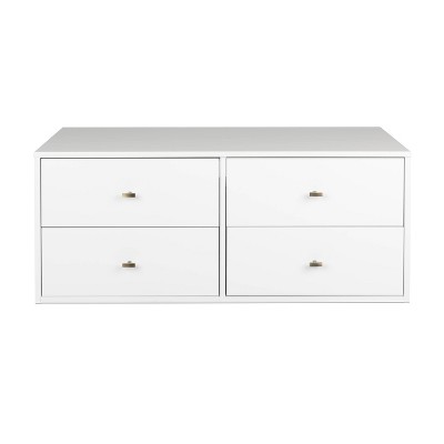 Serenity White Floating Dresser with Brushed Brass Knobs