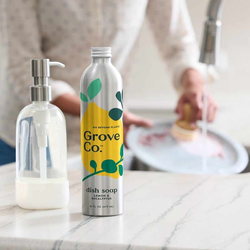 Grove Co. Lemon &#38; Eucalyptus Ultimate Dish Soap Refill in Aluminum Bottle - 16 fl oz, 4 of 7