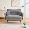 Oversized Boucle Striped Accent Chair, Upholstered Armchair with Side Storage Pocket and Wood Legs, Lounge Chair for Living Room-Koiai - 2 of 4