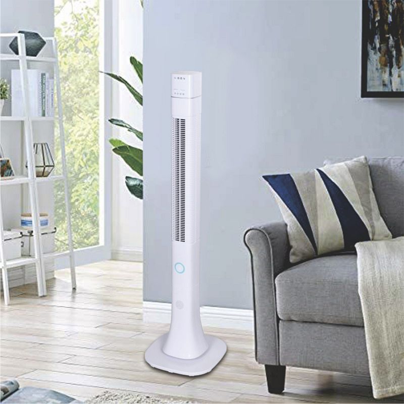 Optimus 48 Inch Pedestal Tower Fan with Remote Control, Bluetooth and LED, 3 of 8