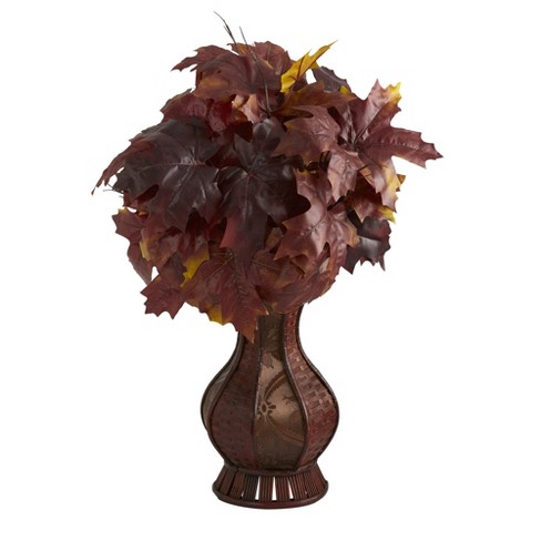 Nearly Natural 24-in Autumn Maple Leaf Artificial Plant in Decorative Planter - image 1 of 4