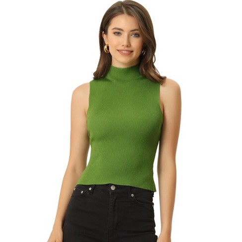Allegra K Women's Sleeveless Mock Neck Fitting Knit Basic Vest Sweater Tank  Tops : Target
